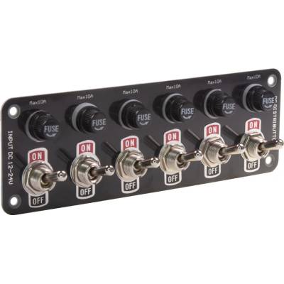 Panel s 6x spínačmi + 6x poistky, 12/24V