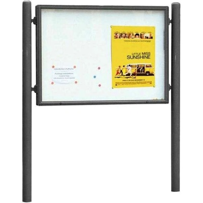 PROCITY Obojstranná vitrína Carrefour 1255x1700 mm, vrátane stĺpikov, šedá PRO