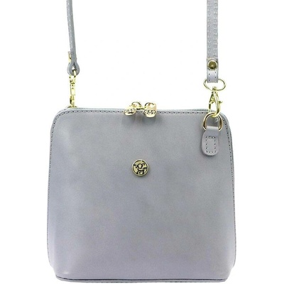 Malá kožená celozipová crossbody kabelka LG2813 šedá