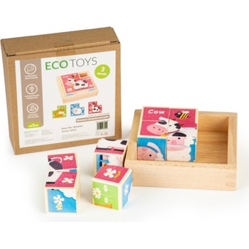 Eco Toys dřevěné kostky zoo