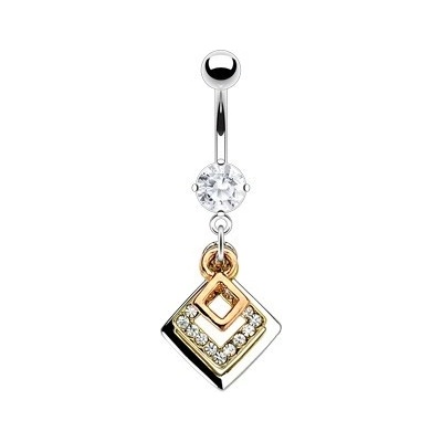 Šperky eshop piercing do pupíku tři čtverce W33.14