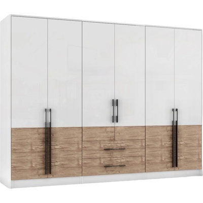 Мебели ДИМОВ Модулен гардероб Калифорния 273, 6 см бял гланц / антик