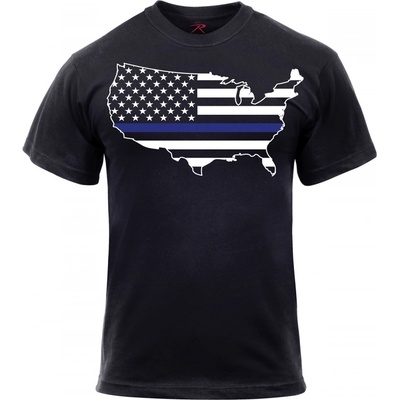 Triko Thin Blue Line Usa Mapa černé