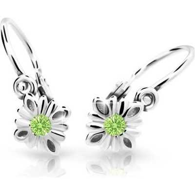 Danfil dětské náušnice C2261 z bílého zlata s kamínkem Peridot Green zapínání brizura