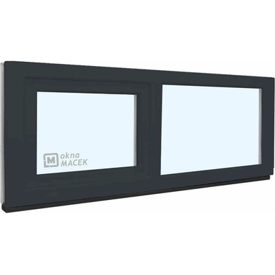 KÖMMERLING Plastové okno - 70 AD, 1800x600 mm, FIX/S, antracit čiré, antracit/bílá