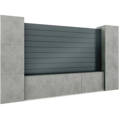 Hliníkový plot 1,2x2 m s plnou plotovou výplňou 20x120 a adaptérom 40x34, Antracit R7016