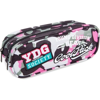 COOLPACK Елипсовиден ученически несесер Cool Pack Clever - Camo Pink Badges, с 2 отделения (A65112)