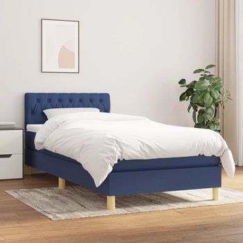 vidaXL Боксспринг легло с матрак, синя, 90x200 см, плат (3140831)