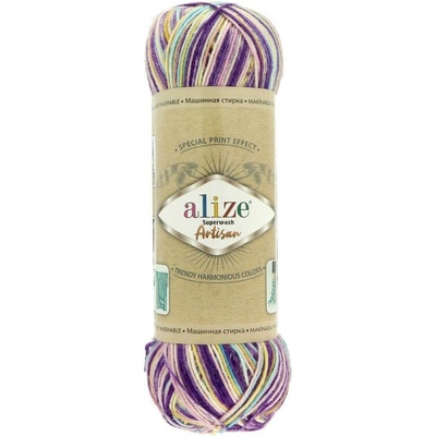 Alize Superwash Artisan 9003 fialovo žltá