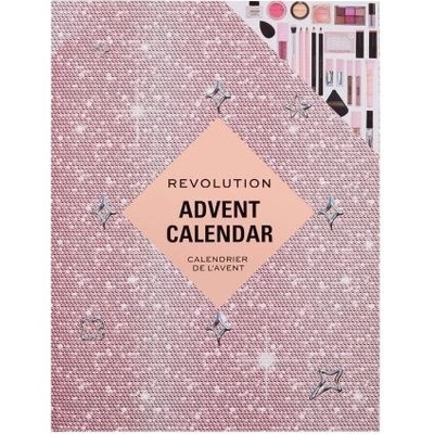 Makeup Revolution London Advent Calendar 2024 rtěnka 4 ks + lesk na rty 3 ks + tužka na rty 2 ks + maska na rty 1 ks + olej na rty 1 ks + štětec na oči 1 ks + mini paletka Reloaded 1 ks + tekuté stíny – Sleviste.cz