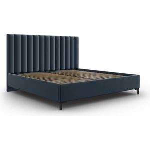 Mazzini Sofa Тъмносиньо тапицирано двойно легло с място за съхранение с включена подматрачна рамка 140x200 cm Casey - Mazzini Beds (MAZ_BF140_60_F1_CASEY3)