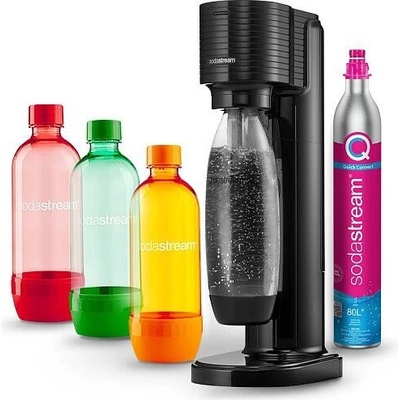 SodaStream Gaia Black + Láhev SodaStream 1l TriPack Orange Red Green