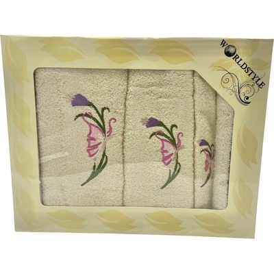 TiaHome balenie 3 ks osušky 70 x 140cm 50 x 100cm 30 x 50 cm krémové