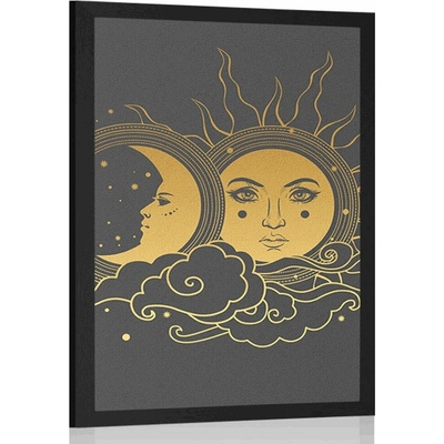 Plakát harmonie slunce a měsíce - 20x30 silver