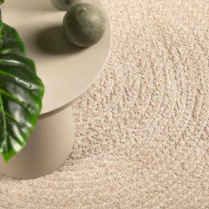 Pure Line Home Килим zizur, имитация на юта, кръгла шарка, за закрито и открито, бежов