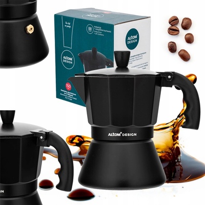 Kávovar 3 šálky hliníkový lúhovač na kávu Altom Design 150 ml čierny