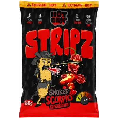 Hrachové krekry Hot Chip Chilli Strips Smoked Scorpio 80 g