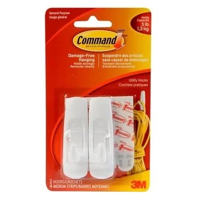 3M 17001 Command standardní plastové háčky střední, 2 ks, nosnost 1,3 kg