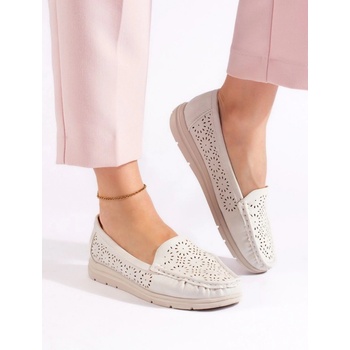 Exkluzívní bílé mokasíny dámské bez podpatku