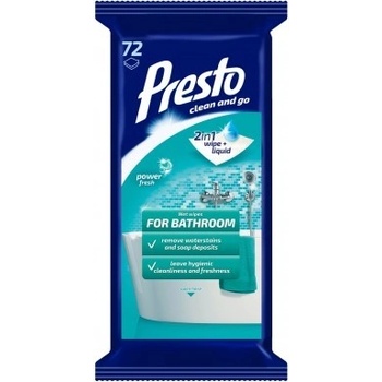 PRESTO CLEAN vlhčené utierky - KÚPELŇA 72 ks
