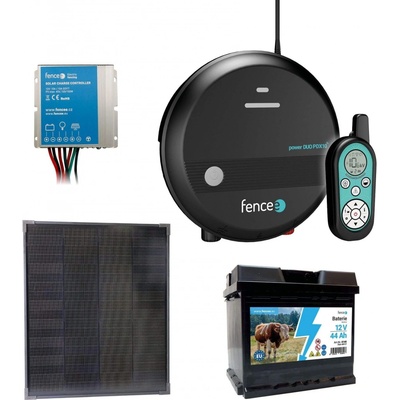 Fencee Sada solární elektrický ohradník, 1J zdroj s dálkovým ovladačem, panel 40 W, regulátor a baterie 44 Ah