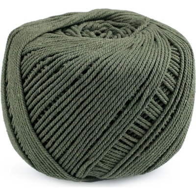 Bavlněná příze macrame Ø2-2,5 mm rozčesávací Varianta: 15 zelená khaki, Balení: 1 ks 47282/109633/248268