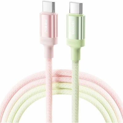 Toocki TQ-C108 nabíjecí a datový USB-C na USB-C 2m zelenorůžový