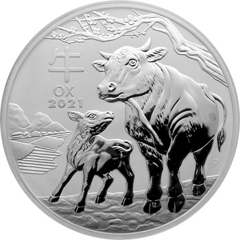 Strieborná minca Year of the Ox Rok Byvola Lunárny 2021 1 Kg