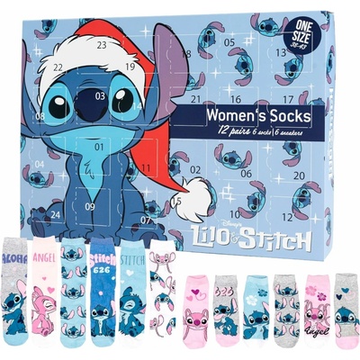 ADVENTNÝ KALENDÁR 2024 DISNEY STITCH SADA 12 PÁROV PONOŽIEK DARČEK