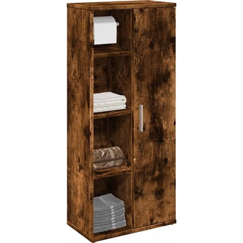 vidaXL Шкаф за баня с държач за ролки, опушен дъб, 39x22x90 см (858528)