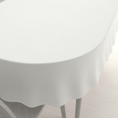 Biante Damaškový oválný ubrus Atlas Gradl DM-012 Bílý tenké proužky 2 mm 100x140 cm
