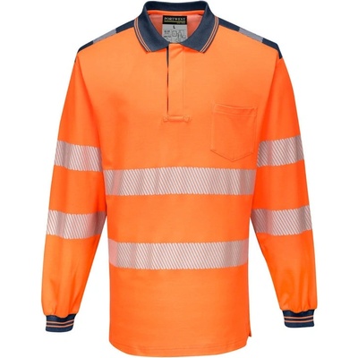 Portwest polokošile PW3 Hi-Vis L/S T184 dlouhý rukáv reflexní Oranžová/navy 5XL