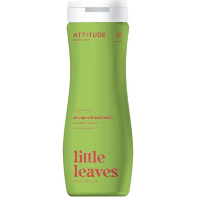 Attitude Baby leaves Dětské tělové mýdlo a šampon 2v1 s vůní melounu a kokosu 473 ml