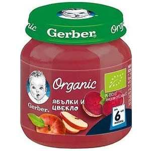 Gerber Organic пюре ябълки и цвекло - 125 г