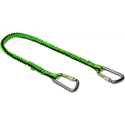 Pružný závěsný popruh NLG Lanyard se dvěma karabinami na nářadí – nylon, zeleno-černá