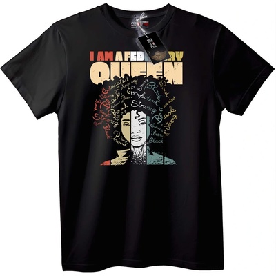 NOONEBRAND Тениска Кралица на Февруари - 6XL, Black