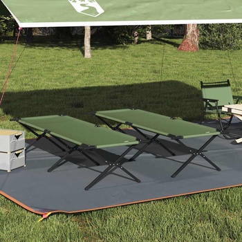 vidaXL Сгъваемо къмпинг легло 2 pcs Зелен 210 x 80 x 46 см (42003196)