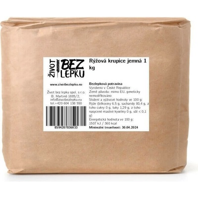Život bez lepku Ryžová krupica jemná 1 kg