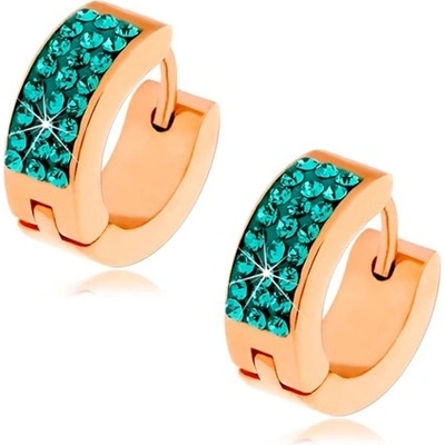 Šperky eshop kloubové ocelové zlaté barvy tři linie tyrkysových zirkonů S75.02