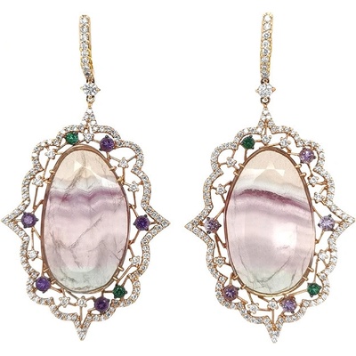 Crivelli zlaté Crivelli s Peridotem Rutilovým Ametystem a diamanty KBS0008