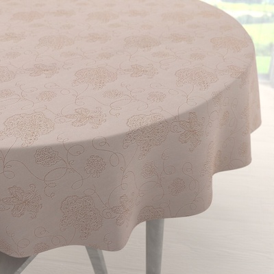 Biante Teflónový okrúhly obrus TF-129 Hnedé kvetované ornamenty na sivobéžovom Ø 40 cm