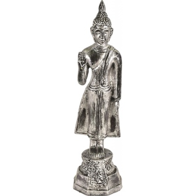 Sanu Babu Narozeninový Buddha, pondělí, pryskyřice, stříbrná patina, 30cm