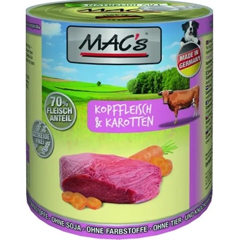 MAC's Mac’s Dog Adult, консерва за пораснали кучета, БЕЗ ЗЪРНО, с говеждо от врат и моркови (мин. 70% месо), 400 гр - Германия - 924VE