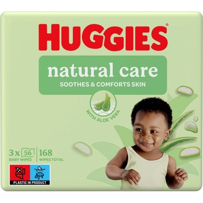HUGGIES Vlhčené obrúsky Natural Triplo 3 x 56 ks