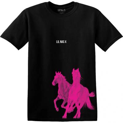 Lil Nas X tričko pink Horses čierne