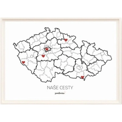 Spomienková mapa Naše cesty – Česko, A3 + rám