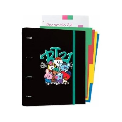 BT21 - Binder A4 from Street Mood collection with cards (4 rings, eraser)