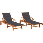 vidaXL Шезлонги, 2 бр, с възглавници, акациево дърво масив (3077330)