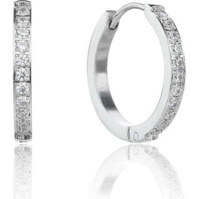 Jan Kos jewellery Náušnice z oceli s bílým zirkonem STA-4213