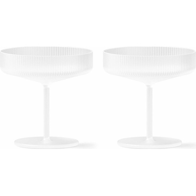 ferm LIVING Pohár na šampanské RIPPLE biela 2 x 150 ml